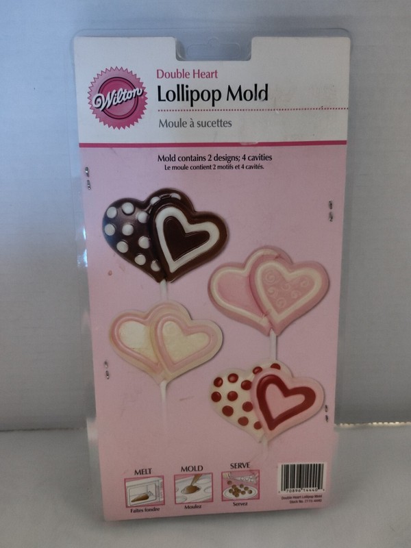 Wilton Double Heart Lollipop Mold 2 Designs 4 Cavities 💕 New