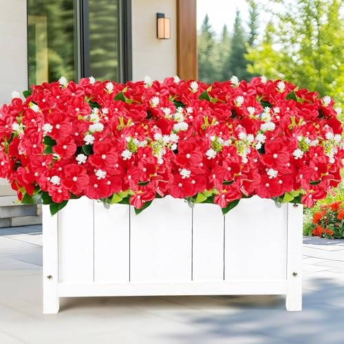 Artificial Impatiens Flowers for Outdoor Fake Flowers 12 Bundles Mixed Red gallery