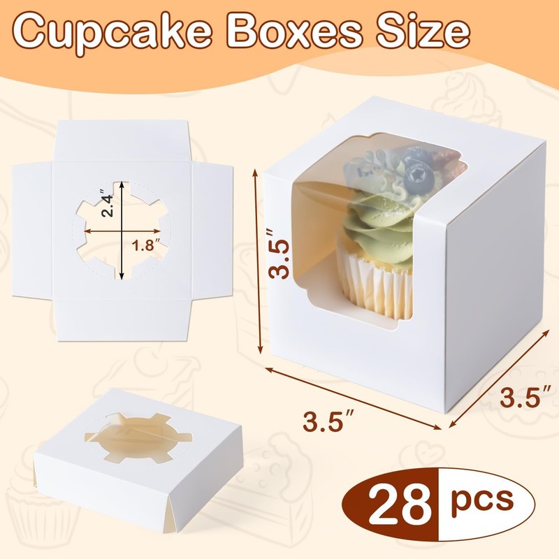 28PCS Cupcake Boxes, Individual Cupcake Containers with Window, Food Grade gallery