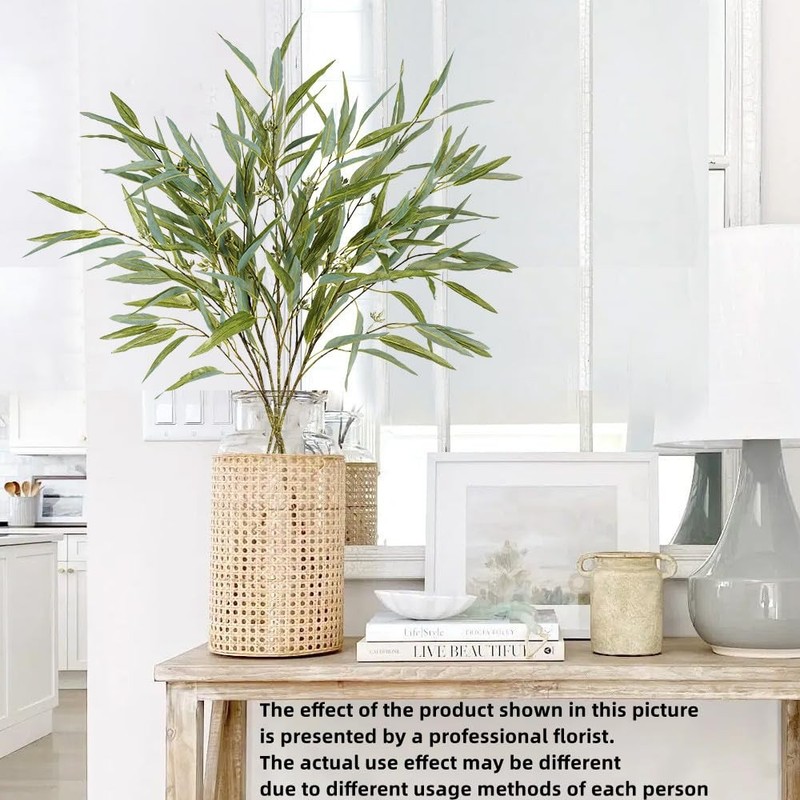 Melorca&Guilla 6PCS 39" Green Eucalyptus Faux Branches Artificial Plants Vase De gallery