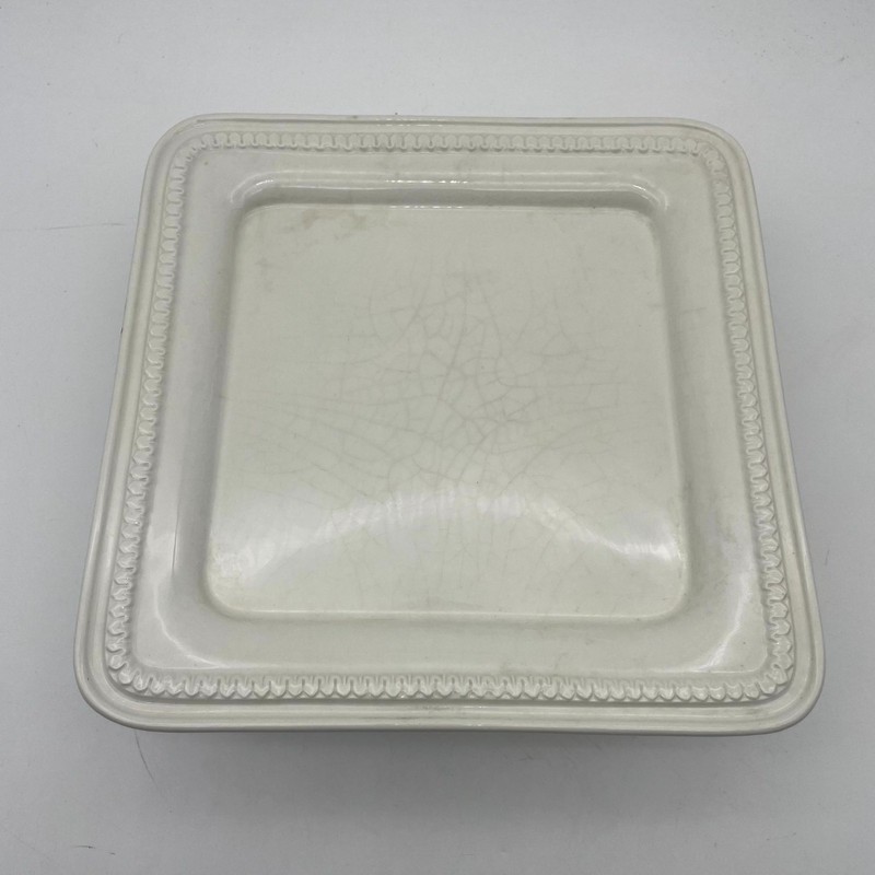Vintage Williams Sonoma Square Ivory Off White Beaded Pedestal Cake Stand 12" gallery