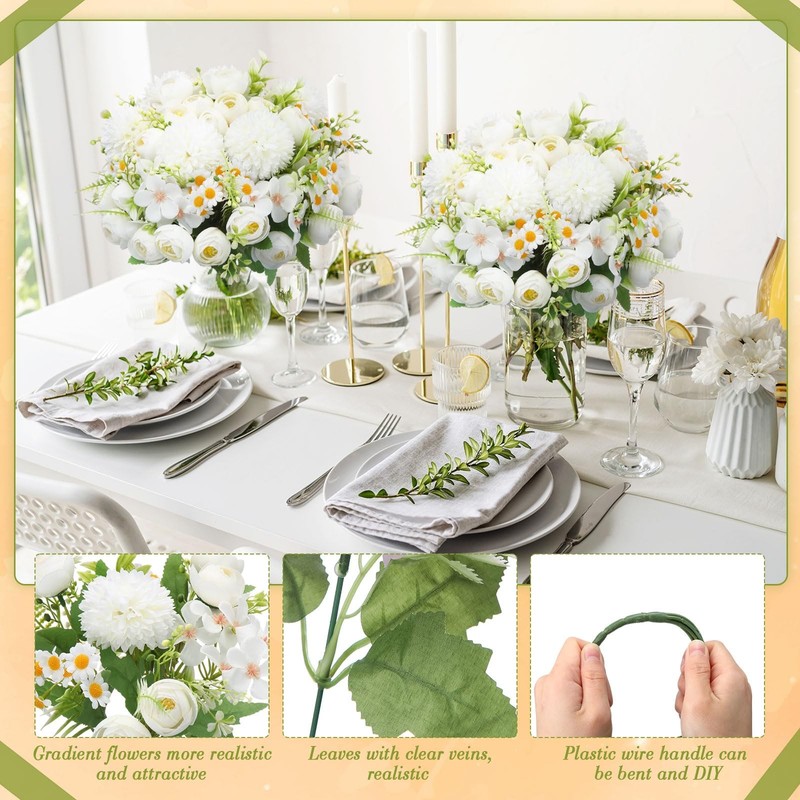 Tigeen 12 Bundles Peonies Artificial Flowers Faux Roses Silk Flowers Hydrangea gallery