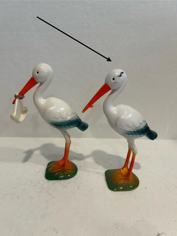 Pair Of Vintage Stork Cake Toppers 1950s gallery