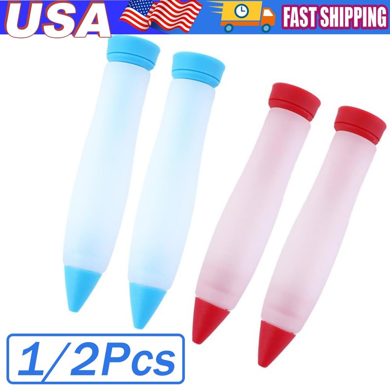 2pcs Baking Tool Chocolate Jam Writing Pen Cake Graffiti Pen Squeeze Cream Gun