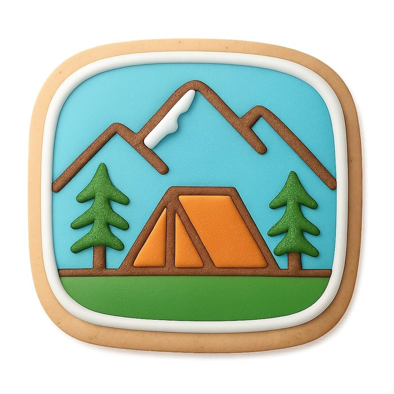 Mountain View Camping Scene Cookie Cutter & Stamp, Fondant & Clay - 4x3.8 gallery