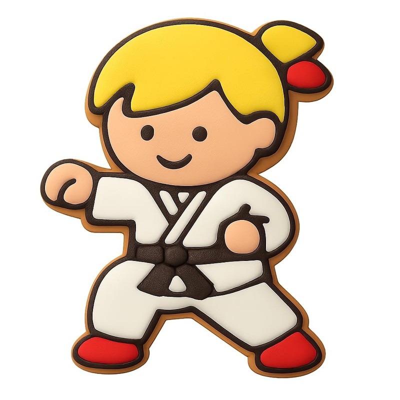 Karate Boy with Black Belt Cookie Cutter & Stamp, Fondant & Clay - 4x3.3 gallery
