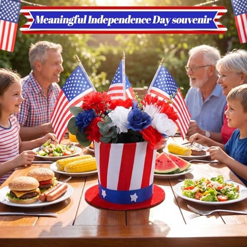 7 Pcs 4th of July Centerpiece for Tables Red White and Blue Patriotic Hat gallery