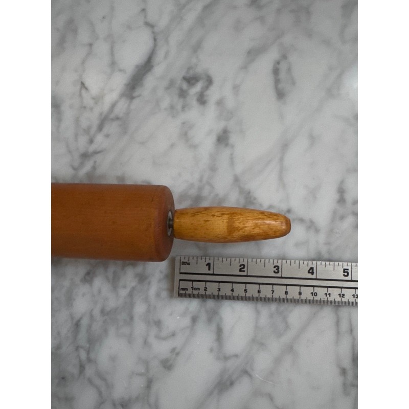 Vintage Style Solid Wood Rolling Pin with Rotating Handles Brown 17.5 Inch gallery