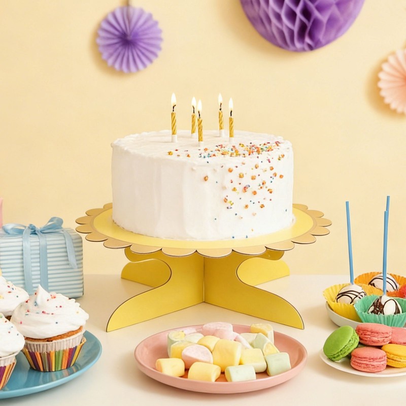2 Pcs 1-Tier Cardboard Cake Stand Holder, 13 Inch Round Cupcake Stand Light Pink gallery