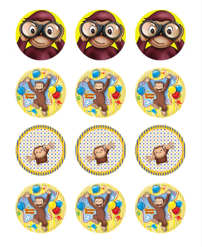 Curious George Edible Cupcake Toppers Wafer Birthday Cake Decoration (2 Sizes) gallery