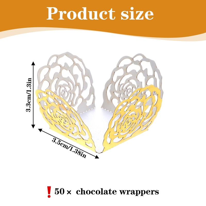 50 PCS Truffle Wrappers Gold Chocolate Cups Small Flared Candy Paper Square gallery