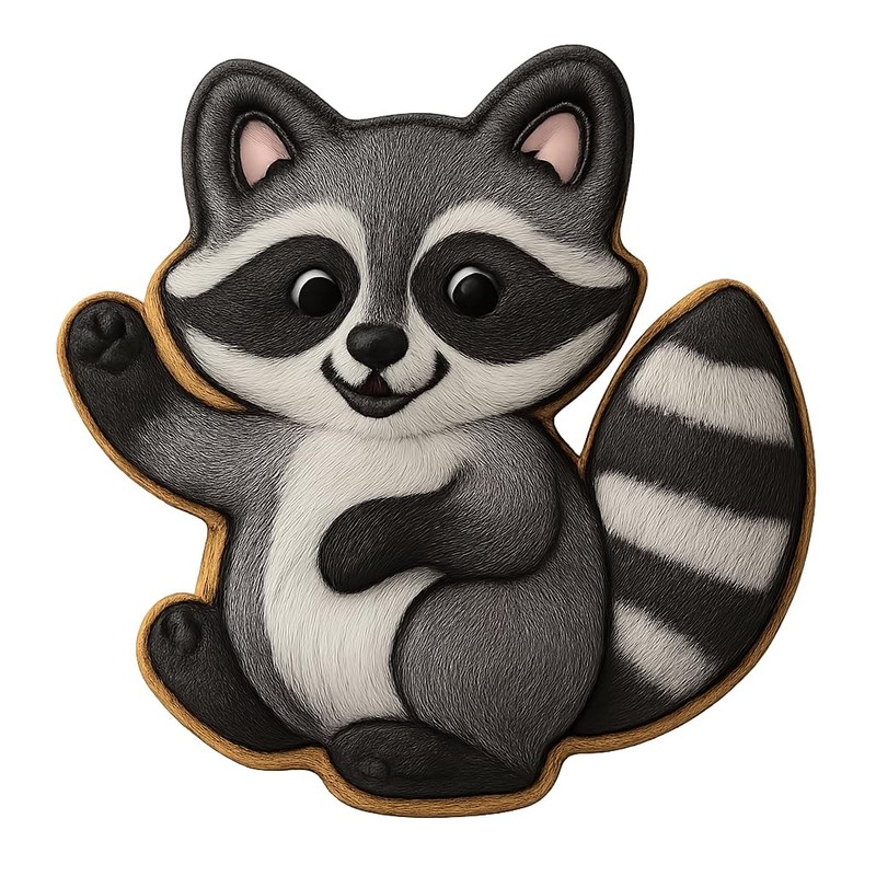 Playful Raccoon Cookie Cutter - 4x3.5" Creative Baking Fun Design gallery
