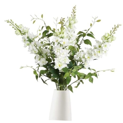 8PCS Artificial Delphinium Flowers with Clematis Greenery Long Stem White gallery