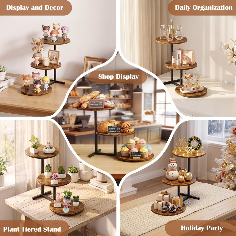 3 Tier Cupcake Tower Stand for 24 Cupcakes, Wooden Tiered Tray Stands, Displa... gallery
