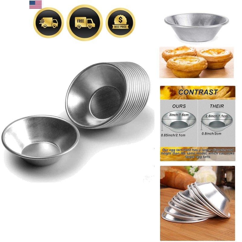 25 Pieces Egg Tart Molds Tiny Pie Tartlets Dessert Mold Pans Tin Puto Cup Bak…