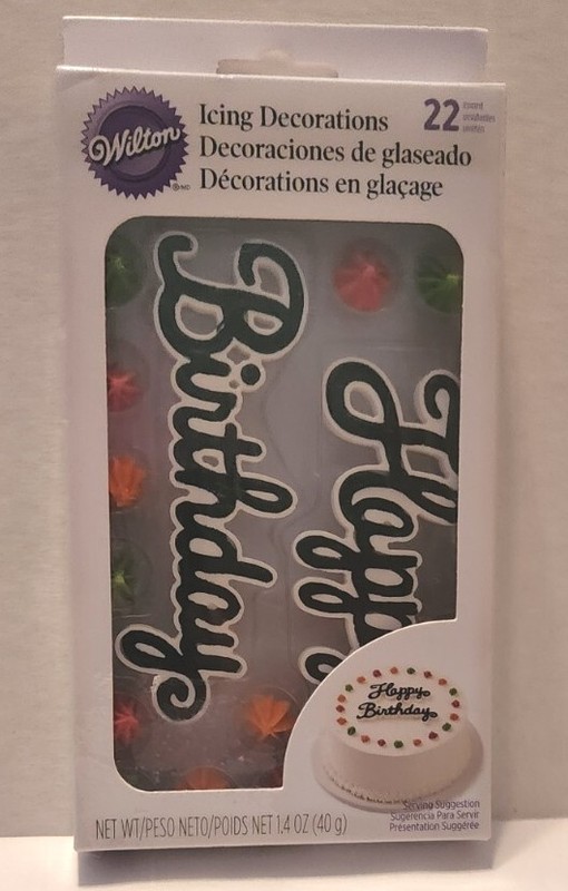 NEW Wilton Icing Decorations Happy Birthday Royal Icing #6020 22 piece set NIP