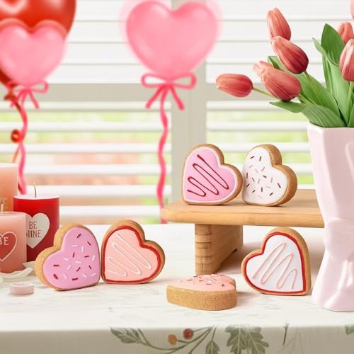 Valentines Day Decor, 6pcs Sweet Candy Heart Cookies Resin Valentines Table gallery