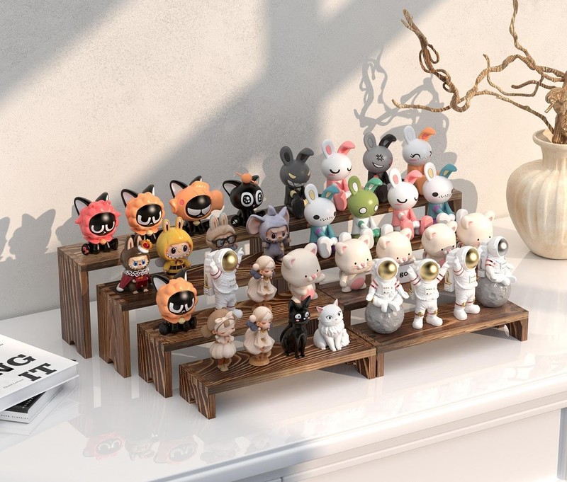 4 Set Wooden Tiered Risers Display Stands for Vendor Events,Stackable Wood Cu... gallery