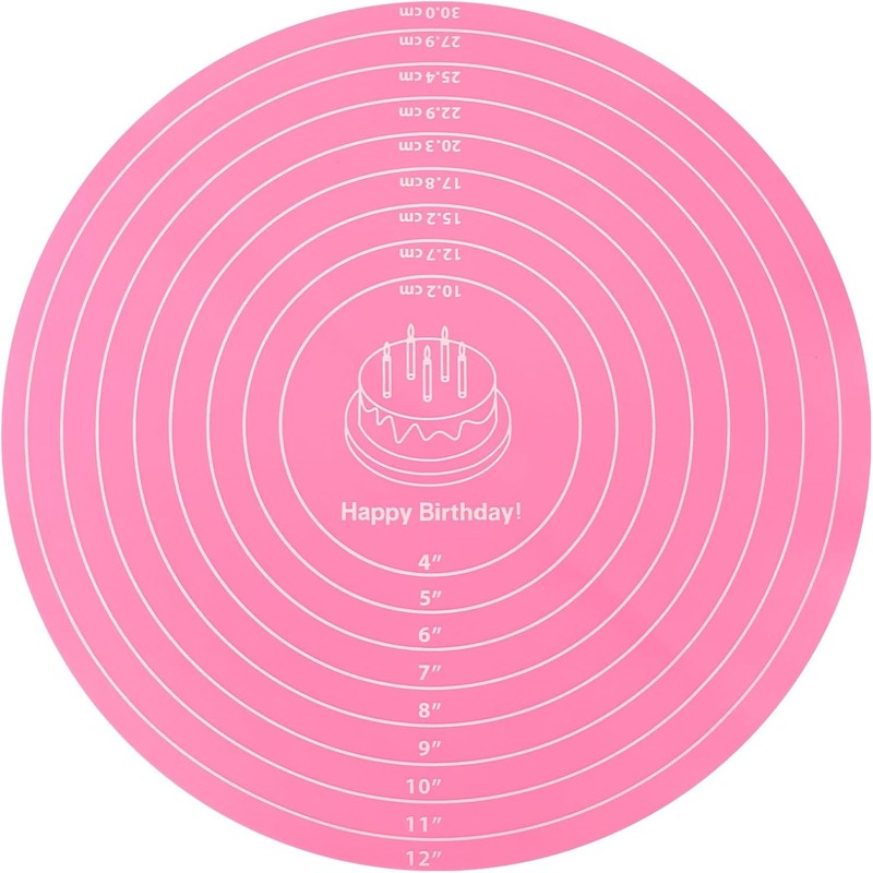Oruola Round Silicone Baking Mat, 12In Cake Kneading Mats,Pastry Mats for Cake