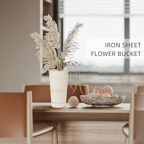 10.62 Inch Galvanized Metal Vases Farmhouse French 10.62in Medium Beige 4pcs gallery