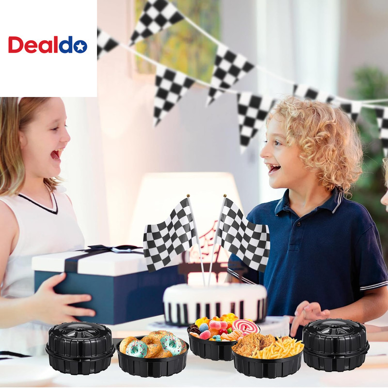 12 Pcs Truck Wheels Plastic Food Containers with Lids Race Car Wheels Disposable gallery