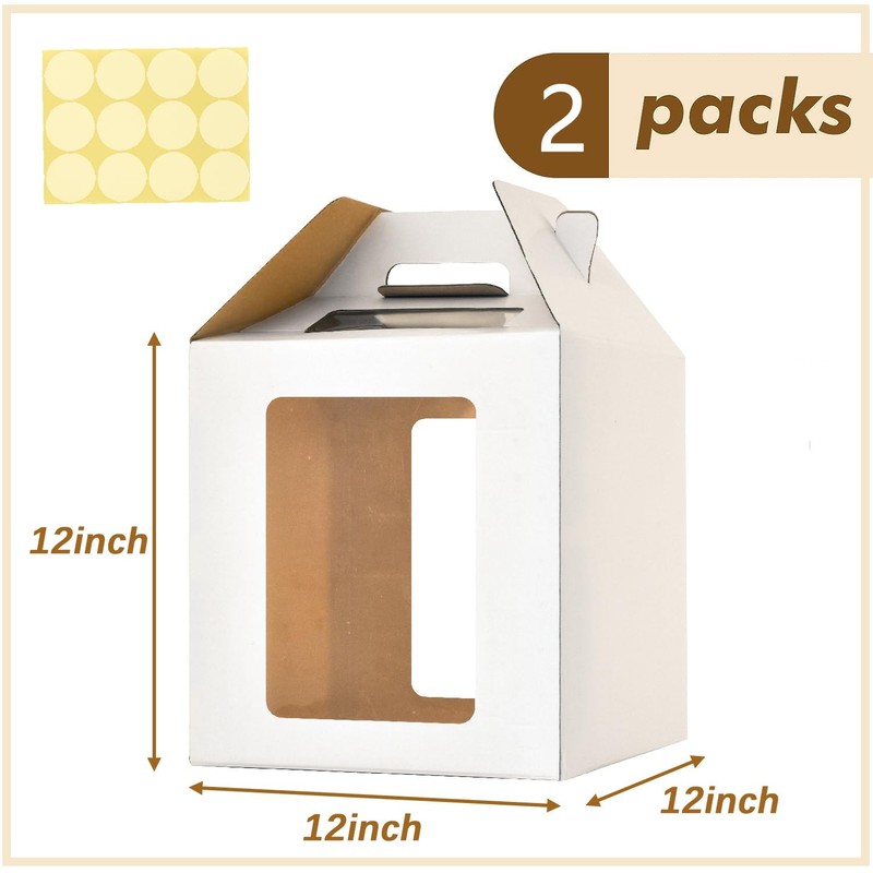 2 Pack Tall Cake Boxes for Tier Cakes,12 x12x12 Inches Large Tiered Cake Carr... gallery