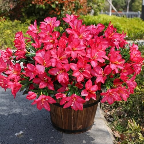 Artificial Flowers for Outdoors Outside Summer Decoration, 3 Bundles Hotpink gallery