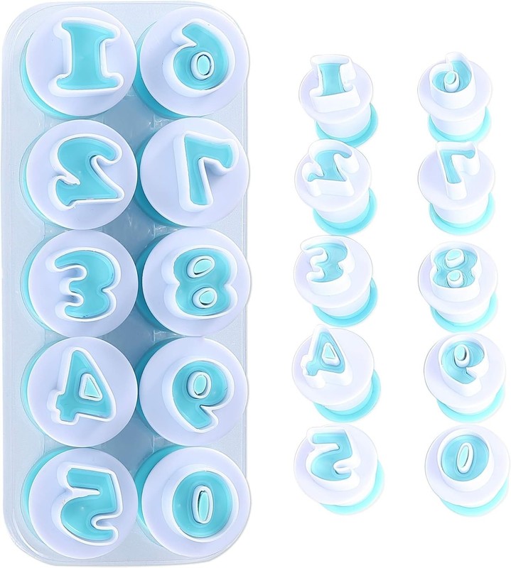 Juego de cortadores de letras y numeros fondant moldes para galletas y pasteles gallery