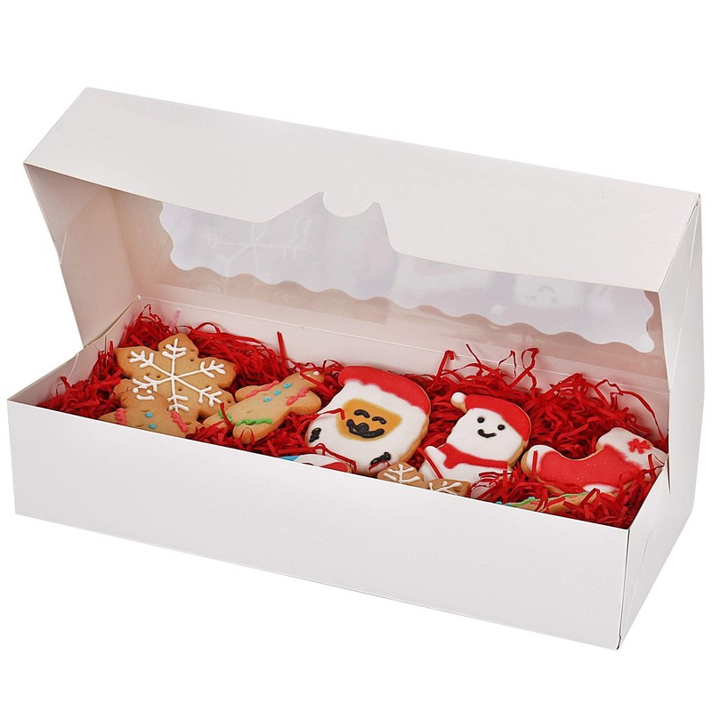 30-Pack 12.5x5.5x2.5" Bakery Boxes with Window Auto-Popup Treat Boxes White gallery
