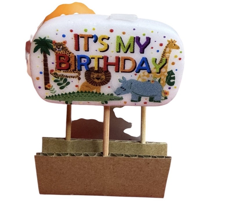 Safari Animals Cake Topper Set, 3-Piece Beige And 2 Boxes Of 3 Each Bday Candles gallery