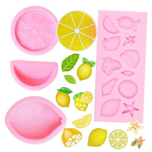Lemon Silicone Molds, Lemon Slices Leaf Chocolate Molds, Fruit Candy Baking