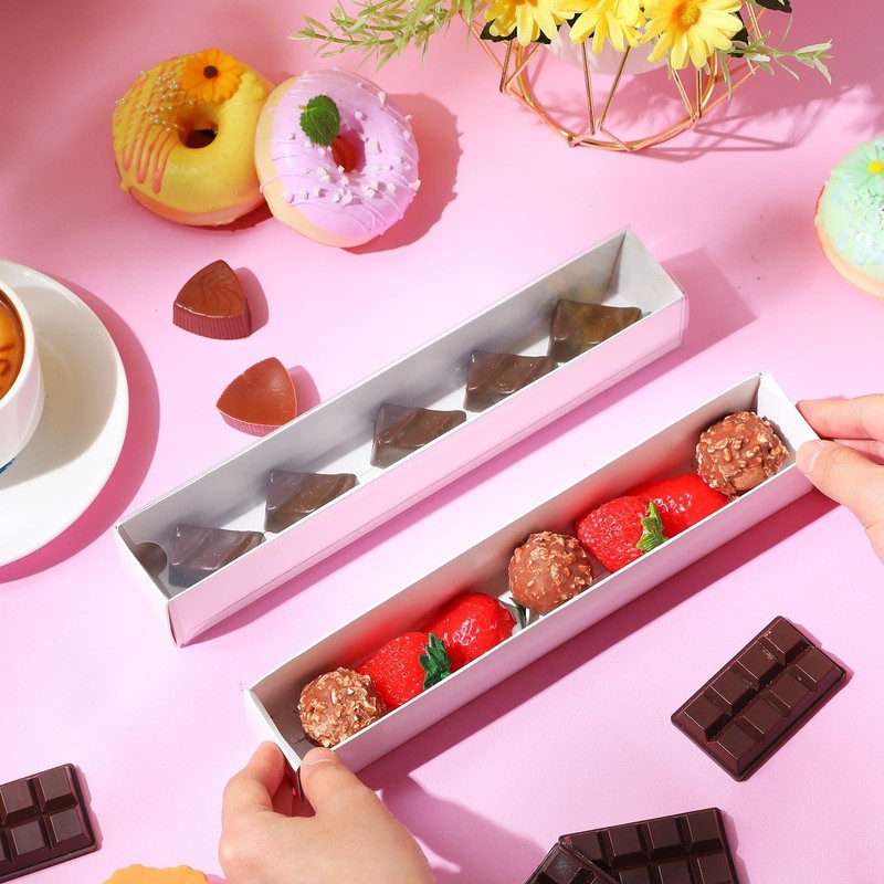 70 PCS 9x1.6x1.6 Inch Clear Truffle Boxes Window Chocolate Candy Bakery gallery
