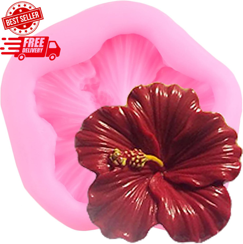 Hibiscus Flower Fondant Molds Flower Silicone Mold for Cake Decorating Cupcake T