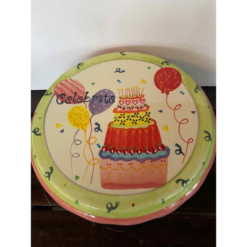 Reversible 2 in 1 Happy Birthday Cake Stand/Chip & Dip Server