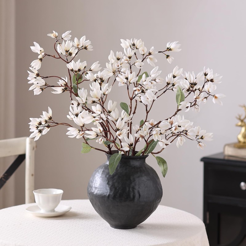 YXZZWL 4Pcs 36" Fake Magnolia Champaca Silk Flower Stems Vase (white) gallery