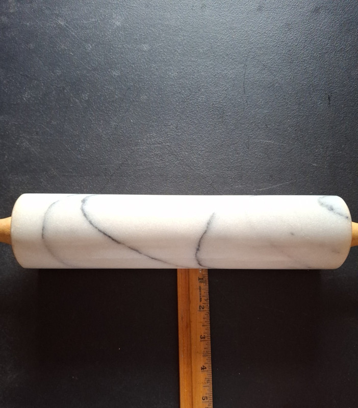 White Marble Rolling Pin with Wooden Handles & Stand Heavy Pastry Dough Roller gallery