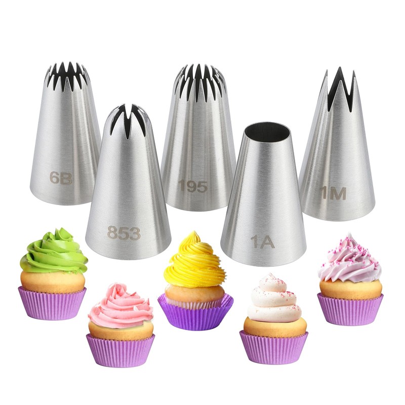 Large Piping Tips Set Stainless Steel Cake Decorating Nozzles set 5 Pcs