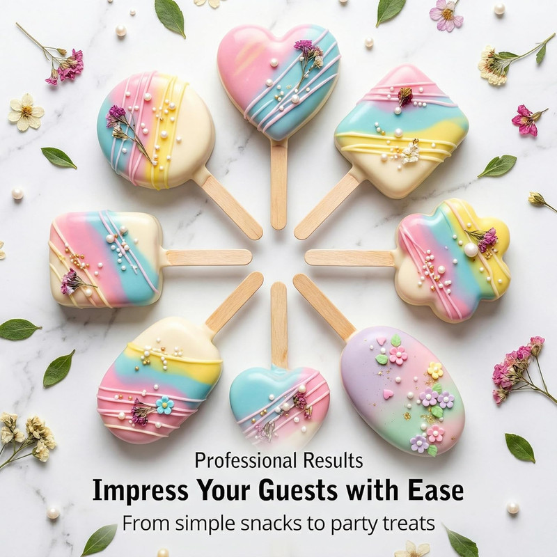 5 PCS Cake Pop Mold Set with 7.87-Inch Tray, Heart Square Cloud Oval round 3D Pr gallery