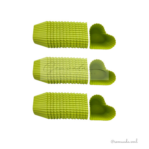 15 pcs x 3 sets Puto Mould Jelly Muffin Pudding Cup Steam Love Heart Shape Green