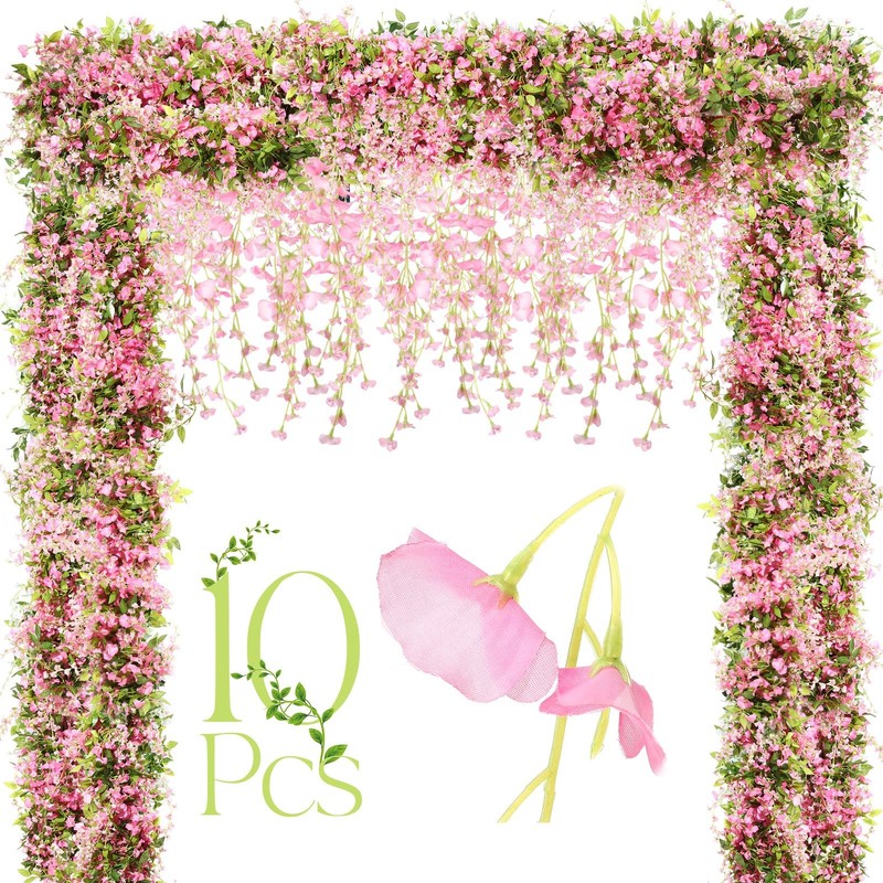 Crowye 10 Pcs 7.2Ft/Pcs Artificial Flowers Wisteria Garland Artificial Wisteria