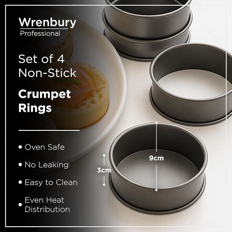 Crumpet Rings Nonstick 3.5 inch - English Muffin Rings - Set of 4 Food Ring M... gallery