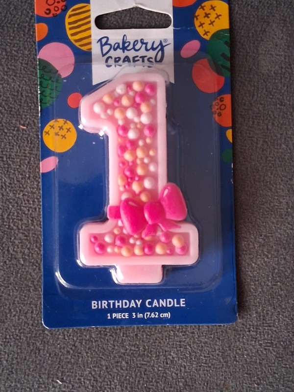 Bakery Crafts Number 1 Birthday Candle, Pink Polka Dot Wax, 3 in, 1 Pack gallery