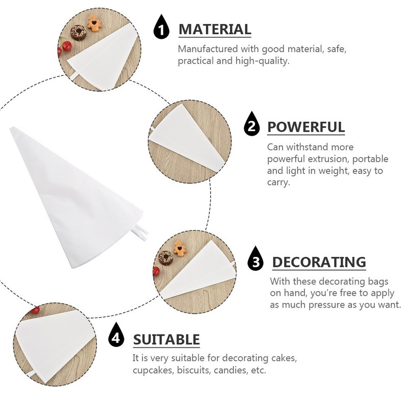 3Pcs White Cotton Canvas Cake Icing Bags Reusable Baking Decoration Tools gallery
