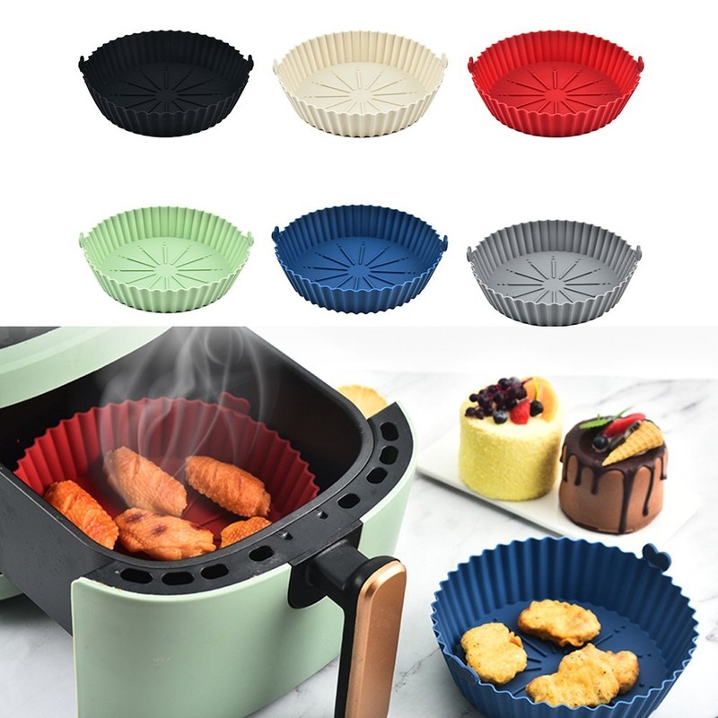 New Round Air Fryer Pot Baking Basket 21.5*5.5CM Air Fryer Accessories Grill Pan gallery