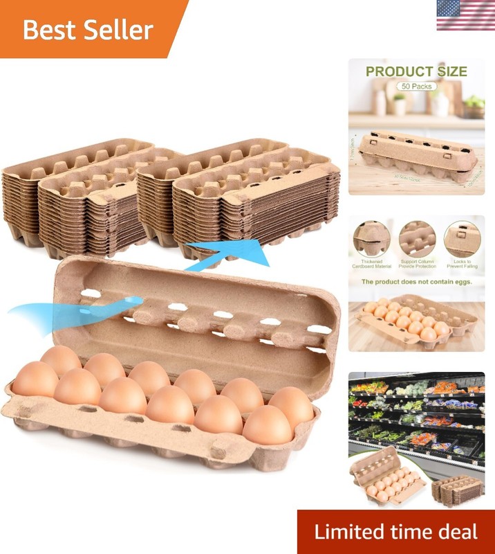 100 Pcs Air Vented Egg Cartons Bulk Holds up to 12 Eggs Strong Sturdy Natural…