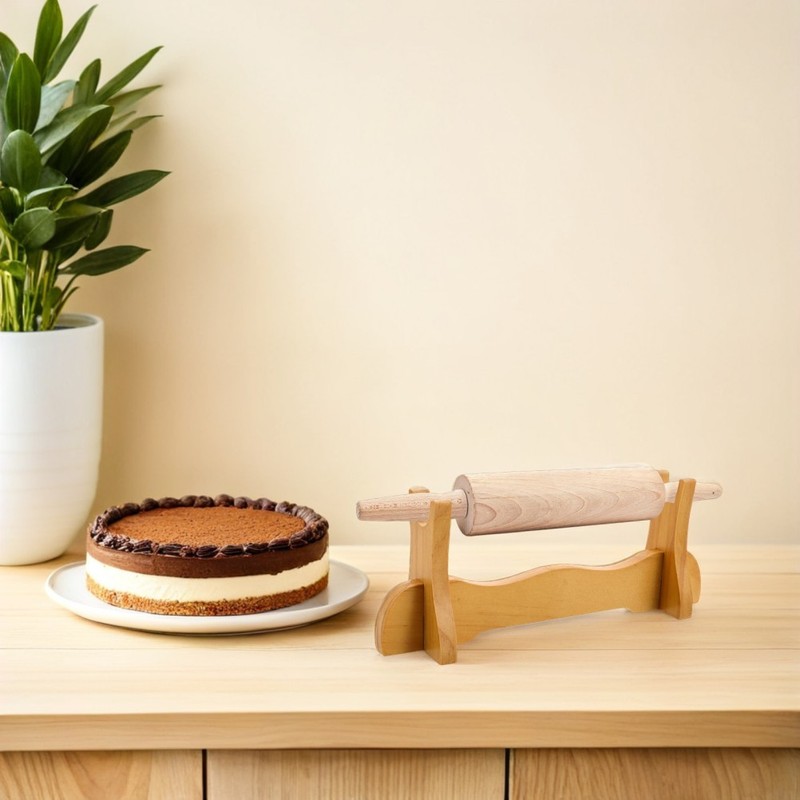 Wooden Rolling Pin Base Fondant Roller Storage Stand Bakery Holder Baking gallery