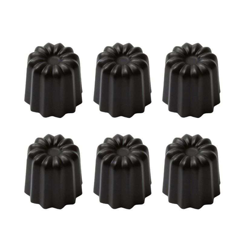 6Pieces Multipurpose Cannele Baking Molds Metal Bakewares for Cakes and Dessert