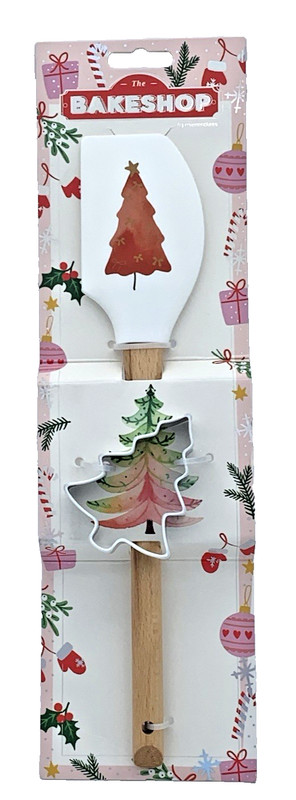 The BakeShop Christmas Baking Set Christmas Tree Spatula&Cookie Cutter Brand New gallery