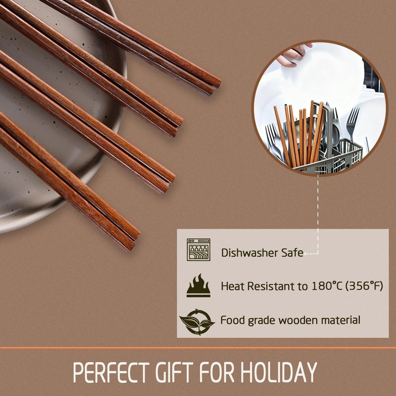 100 Pairs Bulk Wooden Chopsticks 9.5 Inches Brown, Reusable Disposable Dishwa... gallery