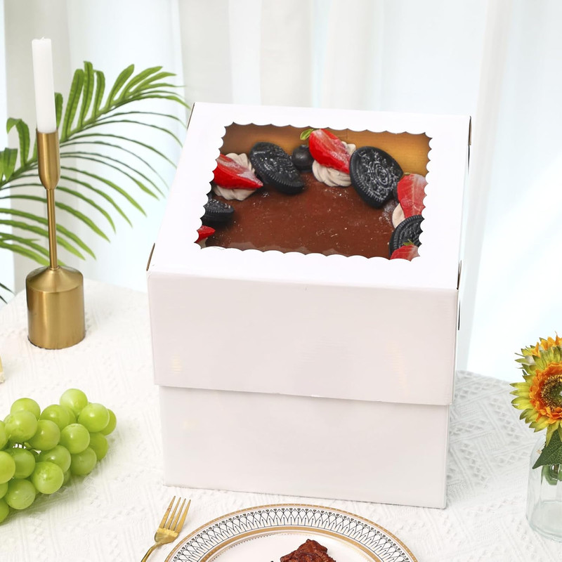 6 Pack 12X12X12 Inches Tall Cake Boxes with Boards for Tier Cakes, Thick Sturdy gallery